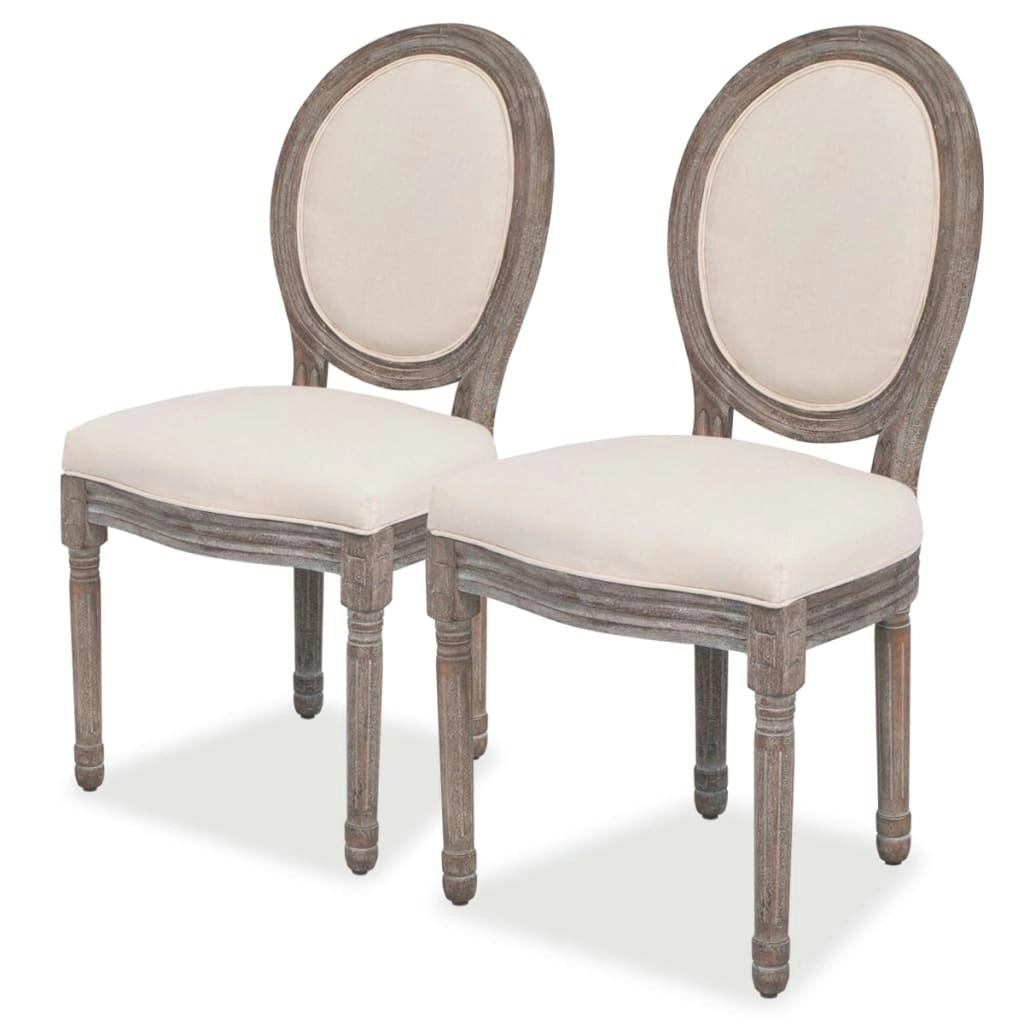 Dining Chairs 2 pcs Cream Fabric 244087