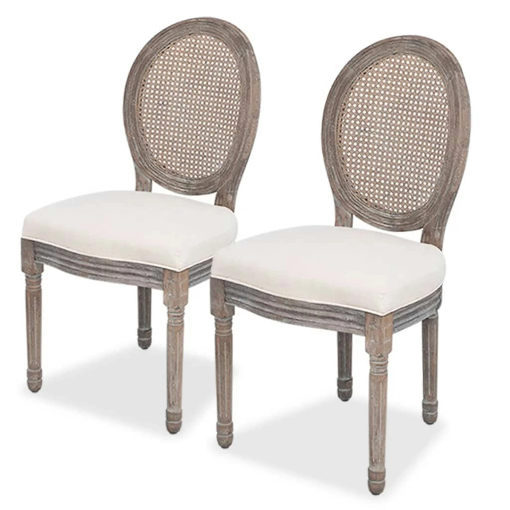 Dining Chairs 2 pcs Cream Fabric 244089