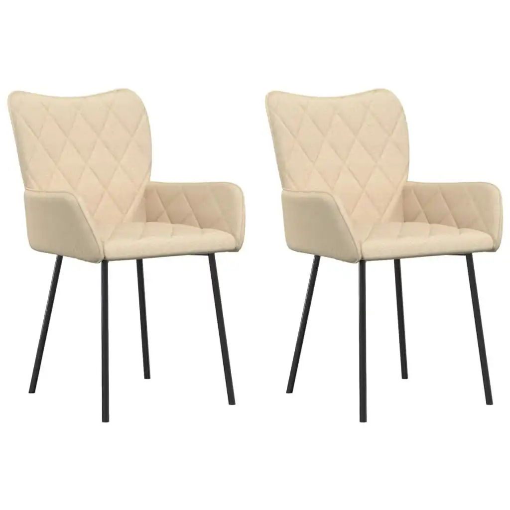 Dining Chairs 2 pcs Cream Fabric 344830