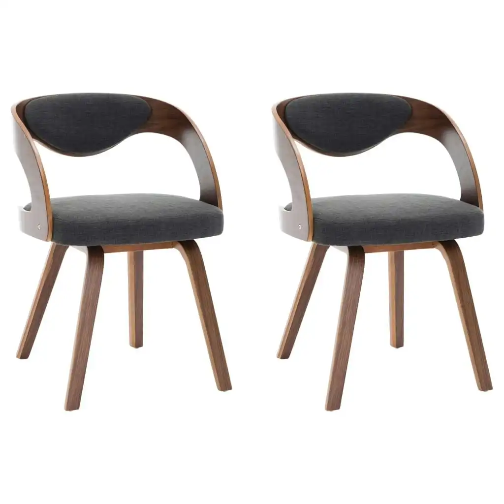 Dining Chairs 2 pcs Dark Grey Bent Wood and Fabric 283103