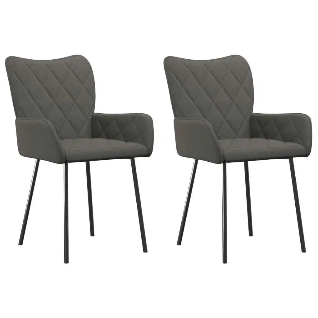 Dining Chairs 2 pcs Dark Grey Fabric 344832