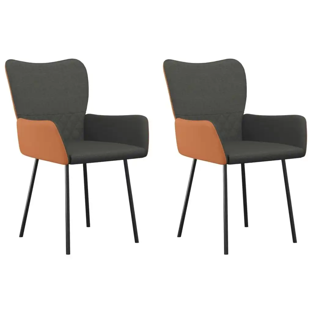 Dining Chairs 2 pcs Dark Grey Fabric and Faux Leather 344775