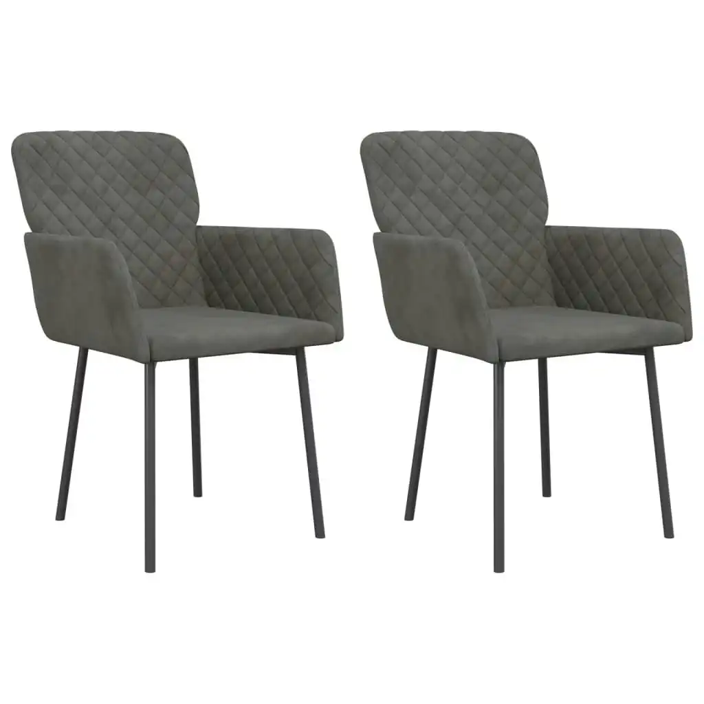 Dining Chairs 2 pcs Dark Grey Velvet 344780