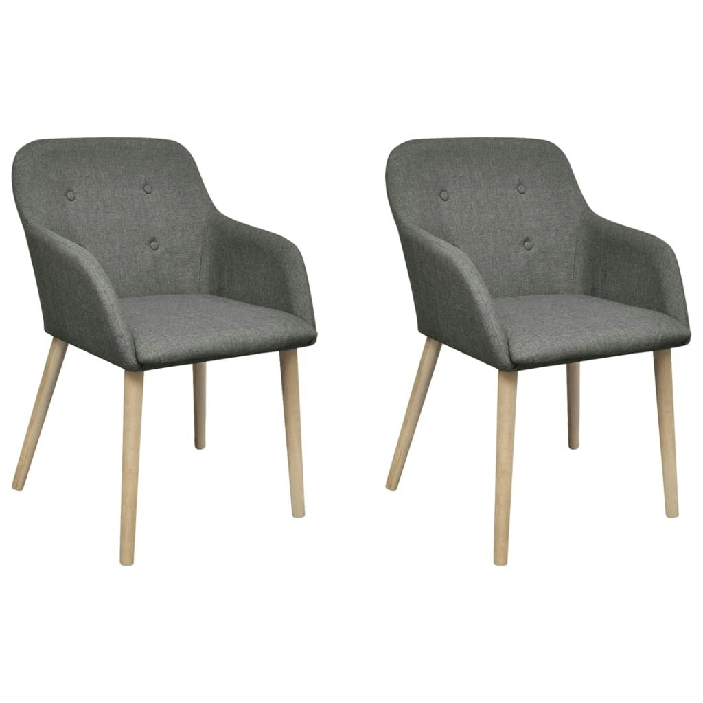 Dining Chairs 2 pcs Light Grey Fabric and Solid Oak Wood 241156