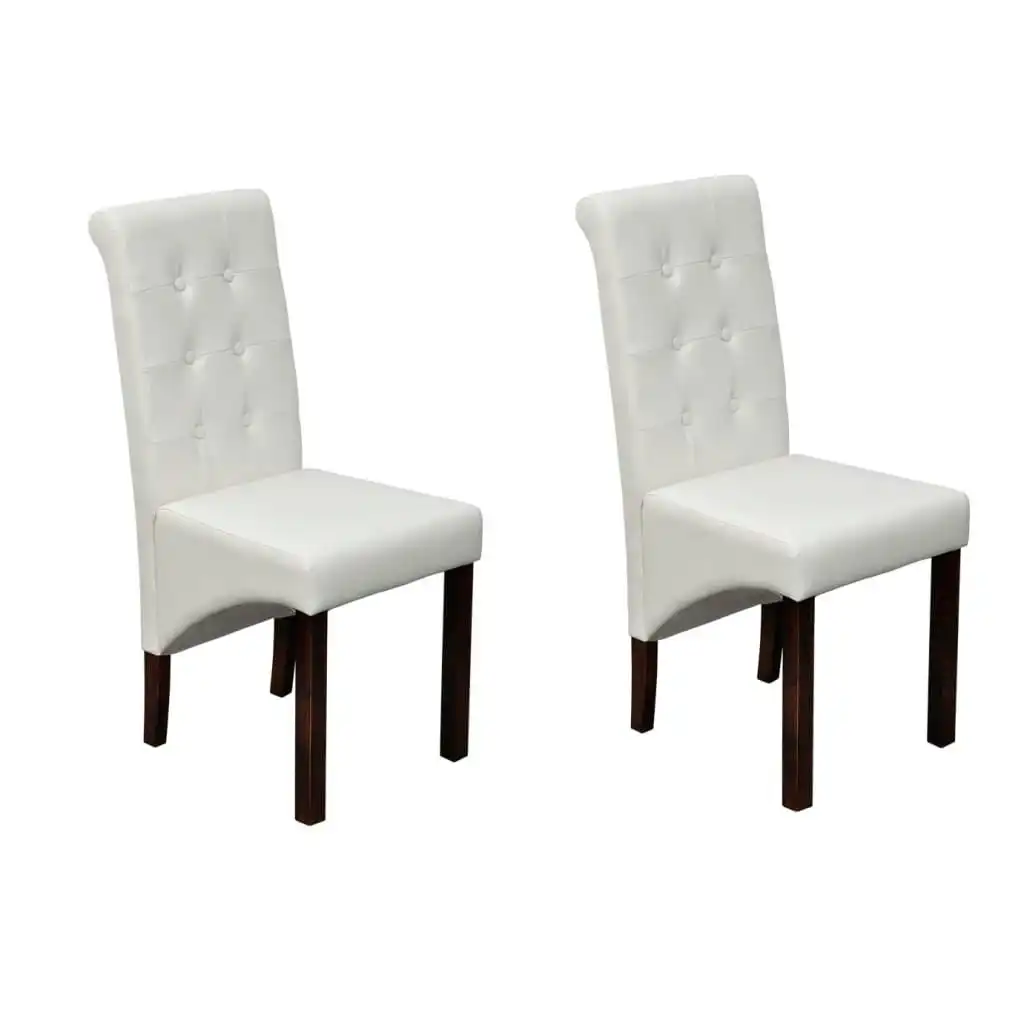 Dining Chairs 2 pcs White Faux Leather 60624