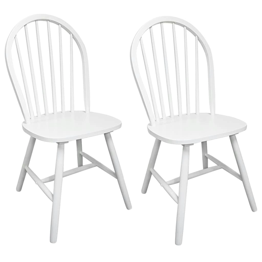 Dining Chairs 2 pcs White Solid Rubber Wood 242026