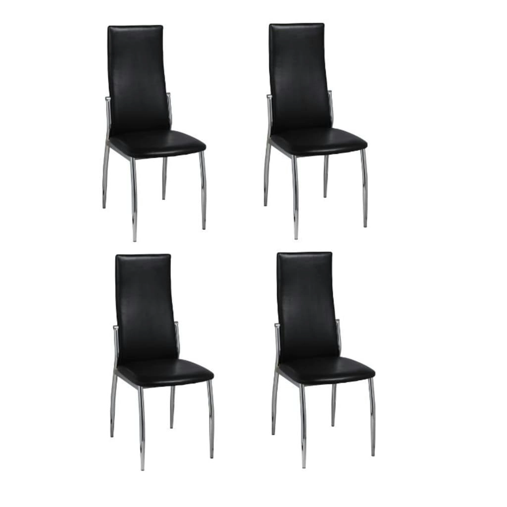 Dining Chairs 4 pcs Black Faux Leather 60570