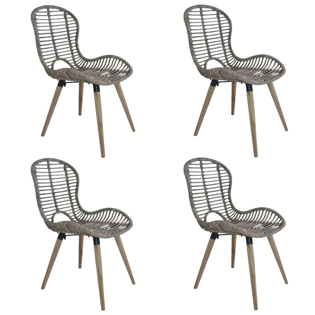 Dining Chairs 4 pcs Brown Natural Rattan 246854