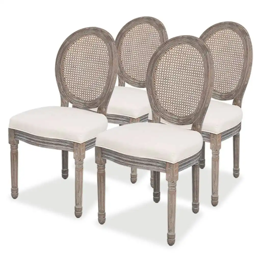 Dining Chairs 4 pcs Cream Fabric 244090