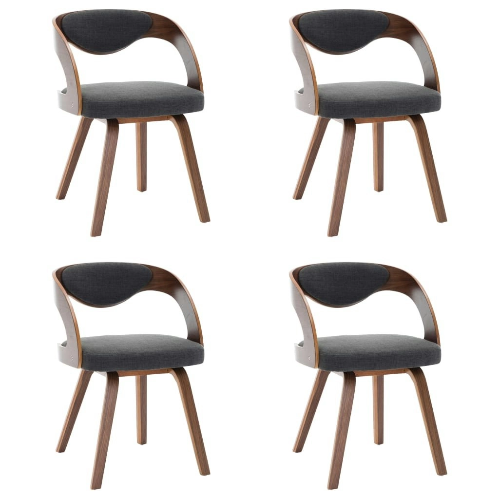 Dining Chairs 4 pcs Dark Grey Bent Wood and Fabric 278842