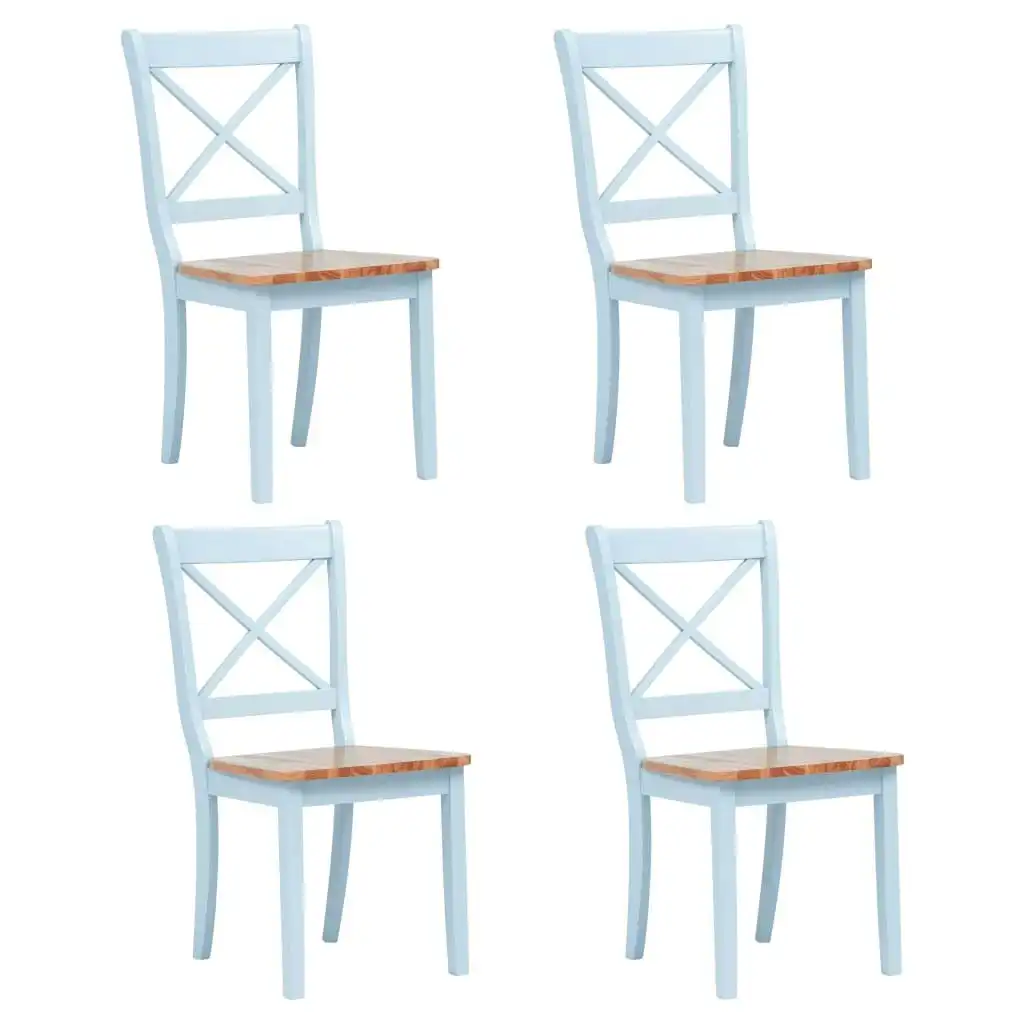 Dining Chairs 4 pcs Grey and Light Wood Solid Rubber Wood 247361