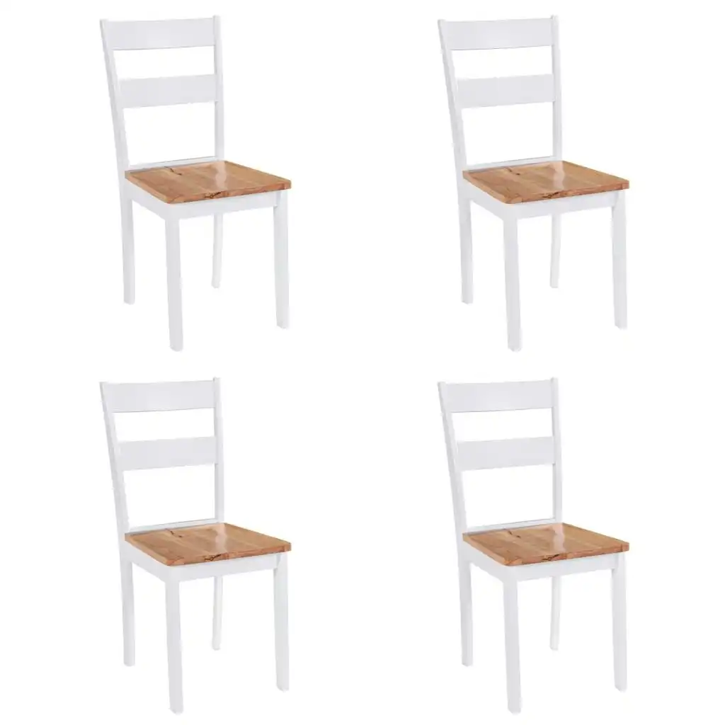 Dining Chairs 4 pcs White Solid Rubber Wood 245369