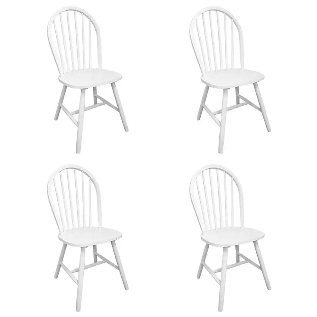 Dining Chairs 4 pcs White Solid Rubber Wood 242027