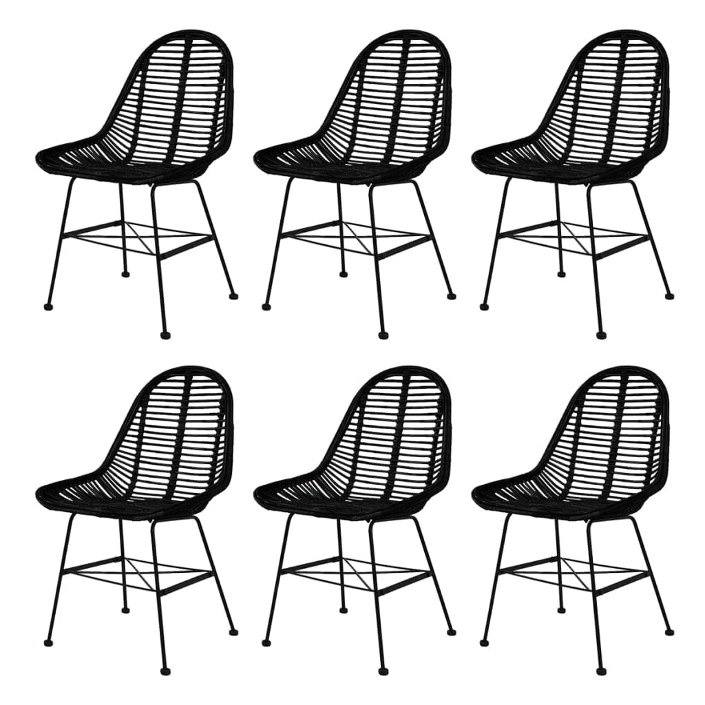 Dining Chairs 6 pcs Black Natural Rattan 275499