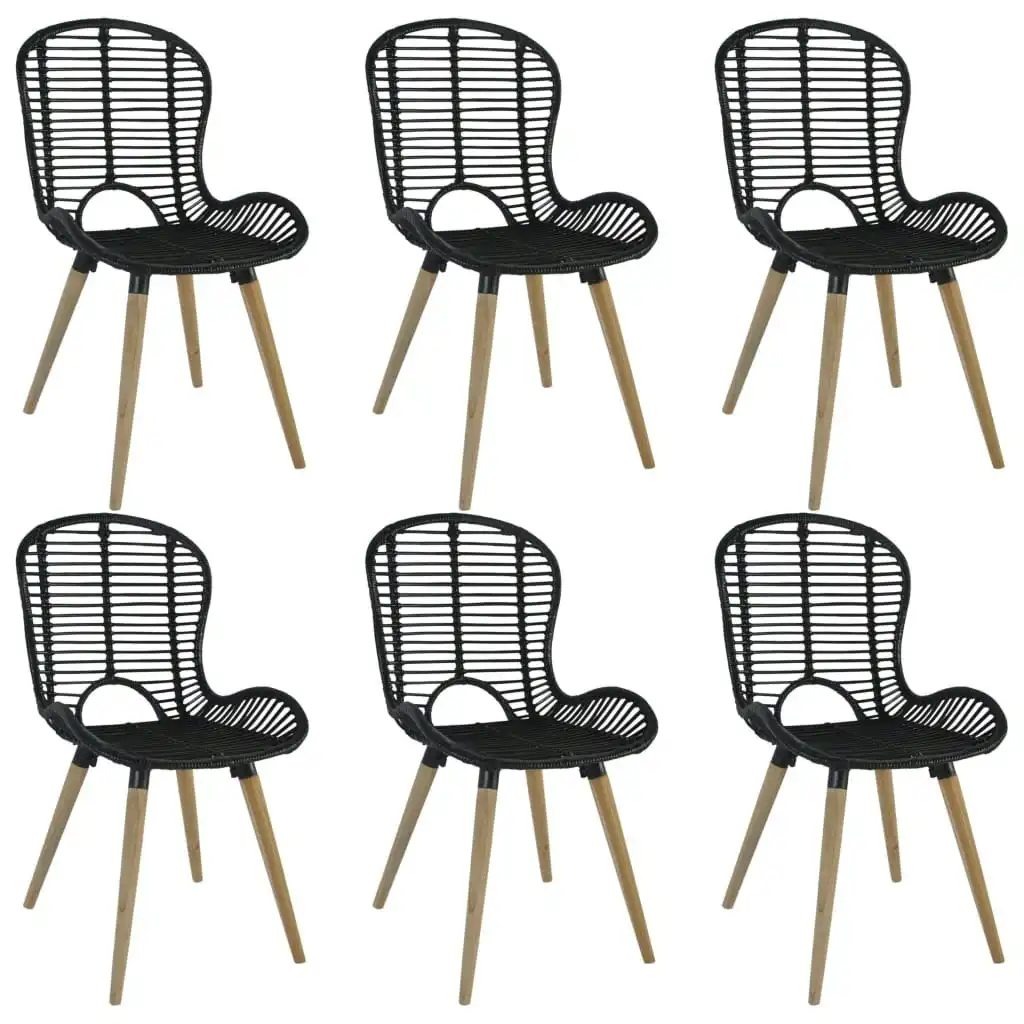 Dining Chairs 6 pcs Black Natural Rattan 275838