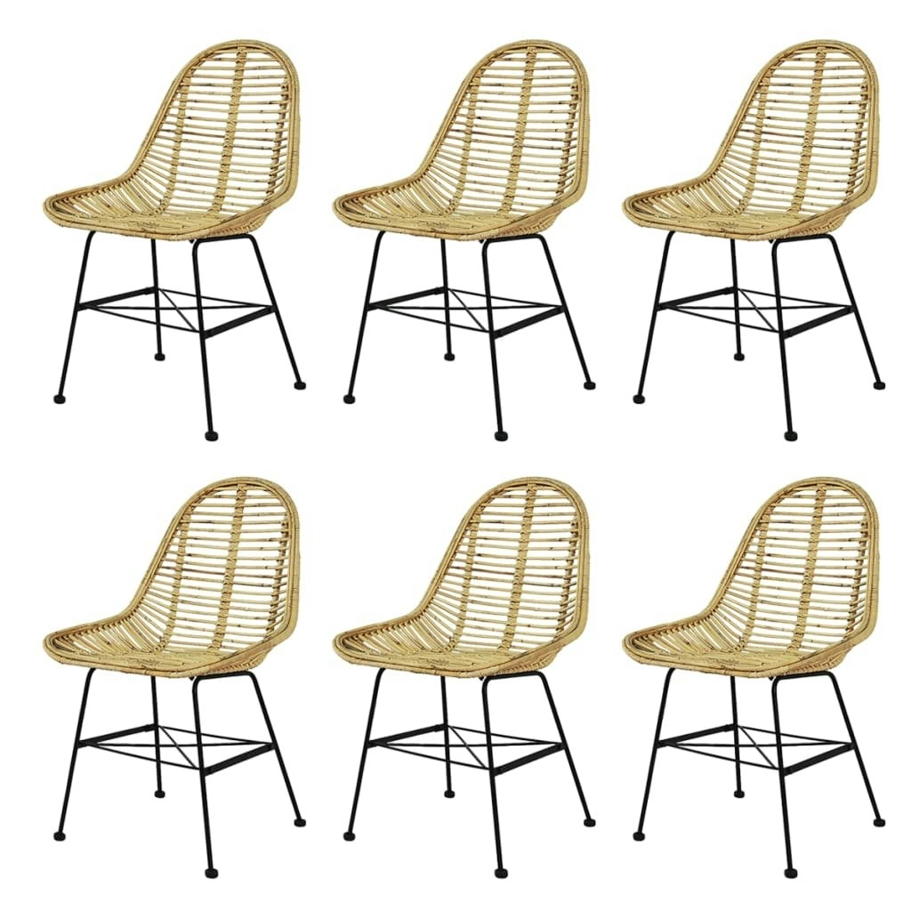 Dining Chairs 6 pcs Natural Rattan 275498