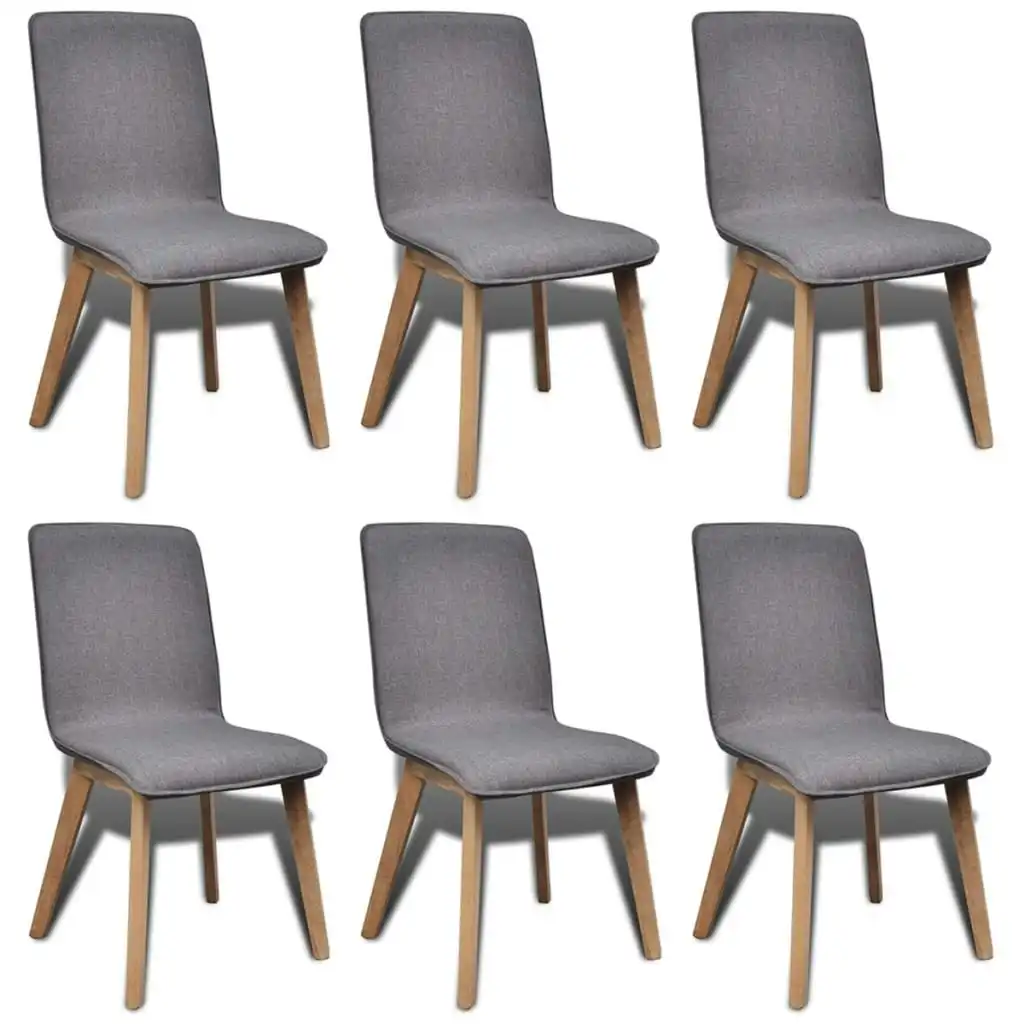 Dining Chairs 6 pcs Light Grey Fabric and Solid Oak Wood (241153+241154) 270569