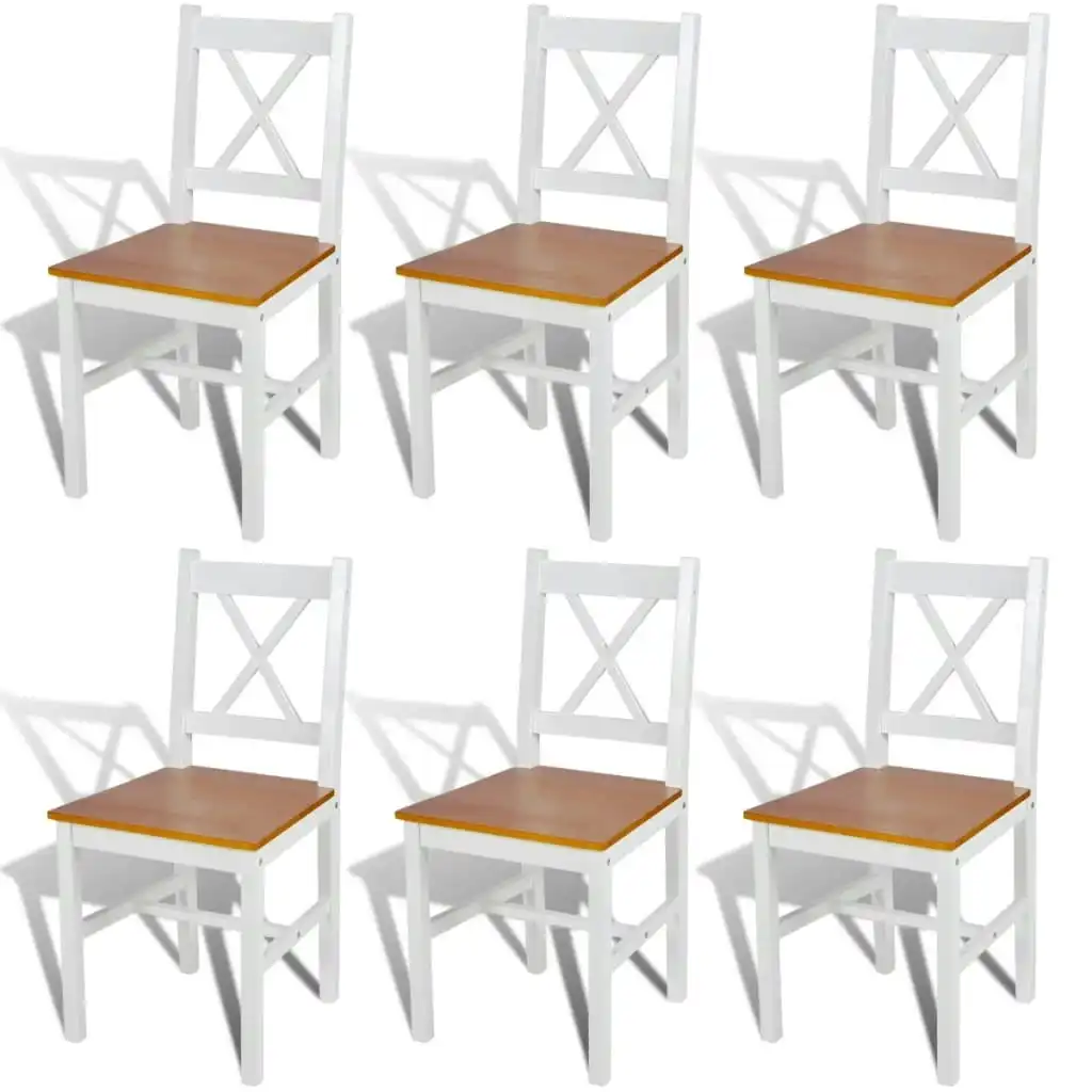 Dining Chairs 6 pcs White Pinewood 271497