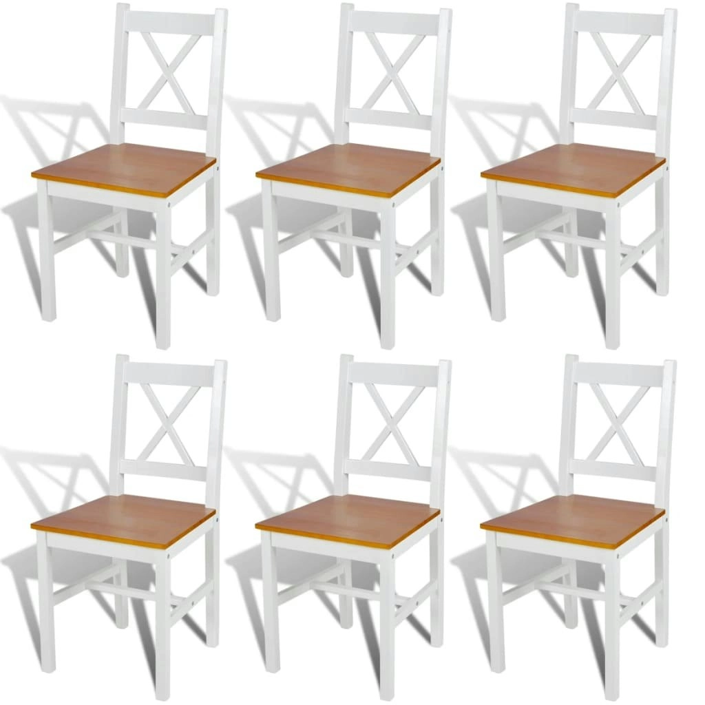 Dining Chairs 6 pcs White Pinewood 271497