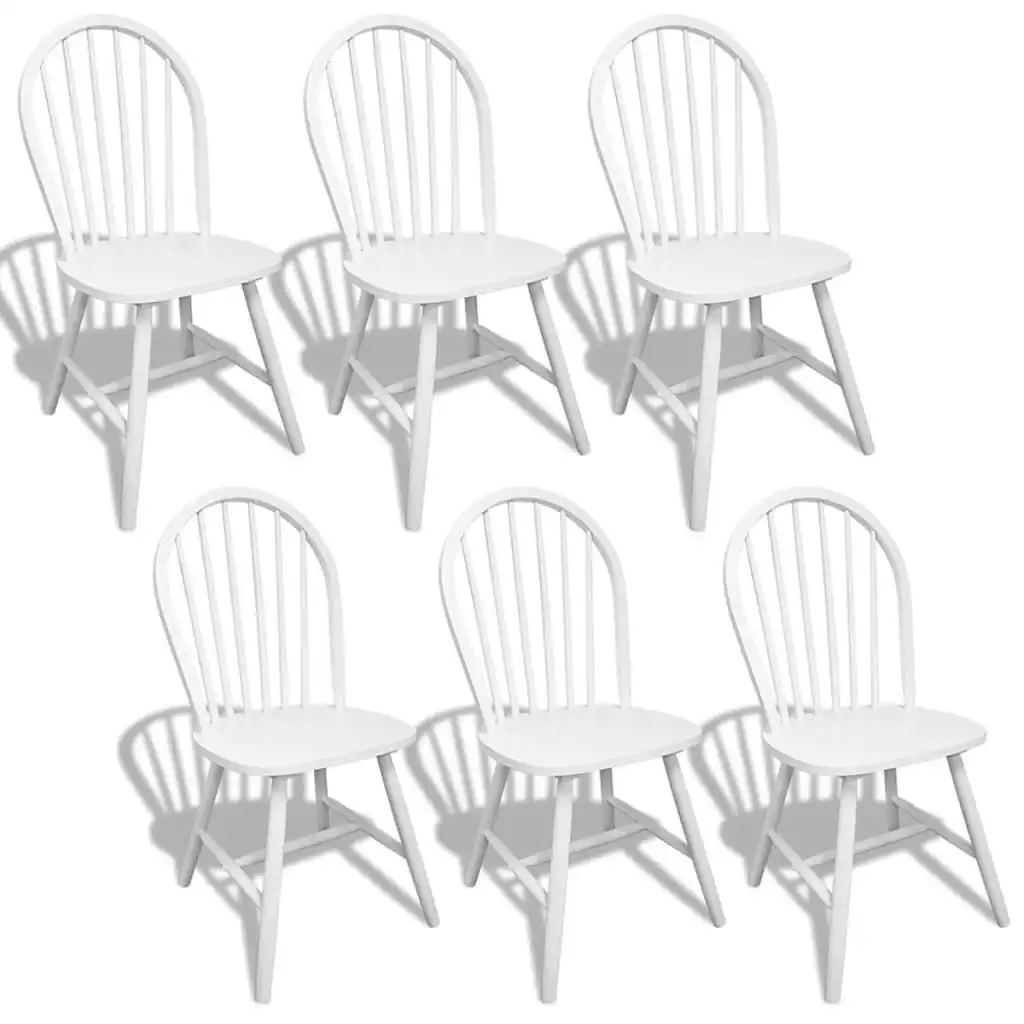 Dining Chairs 6 pcs White Solid Rubber Wood 272090