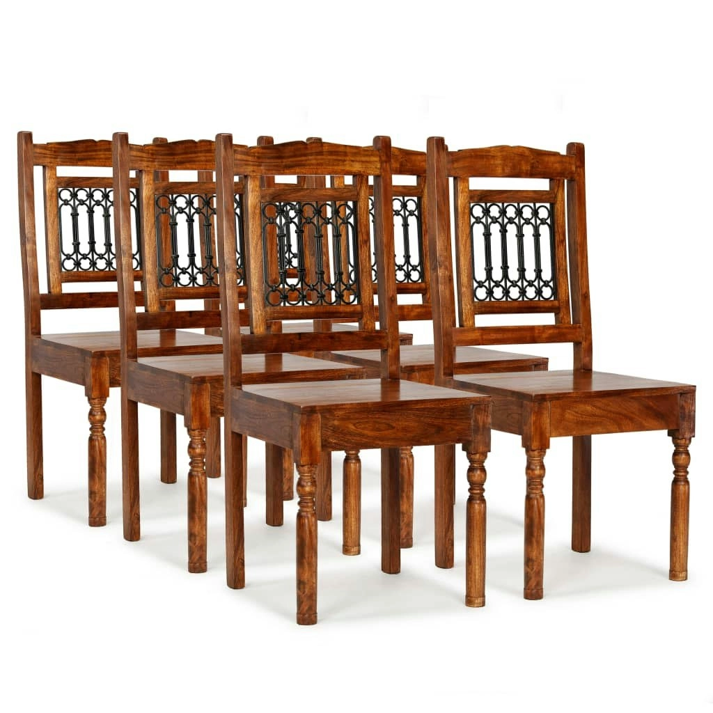 Dining Chairs 6 pcs Solid Wood with Sheesham Finish Classic 275272