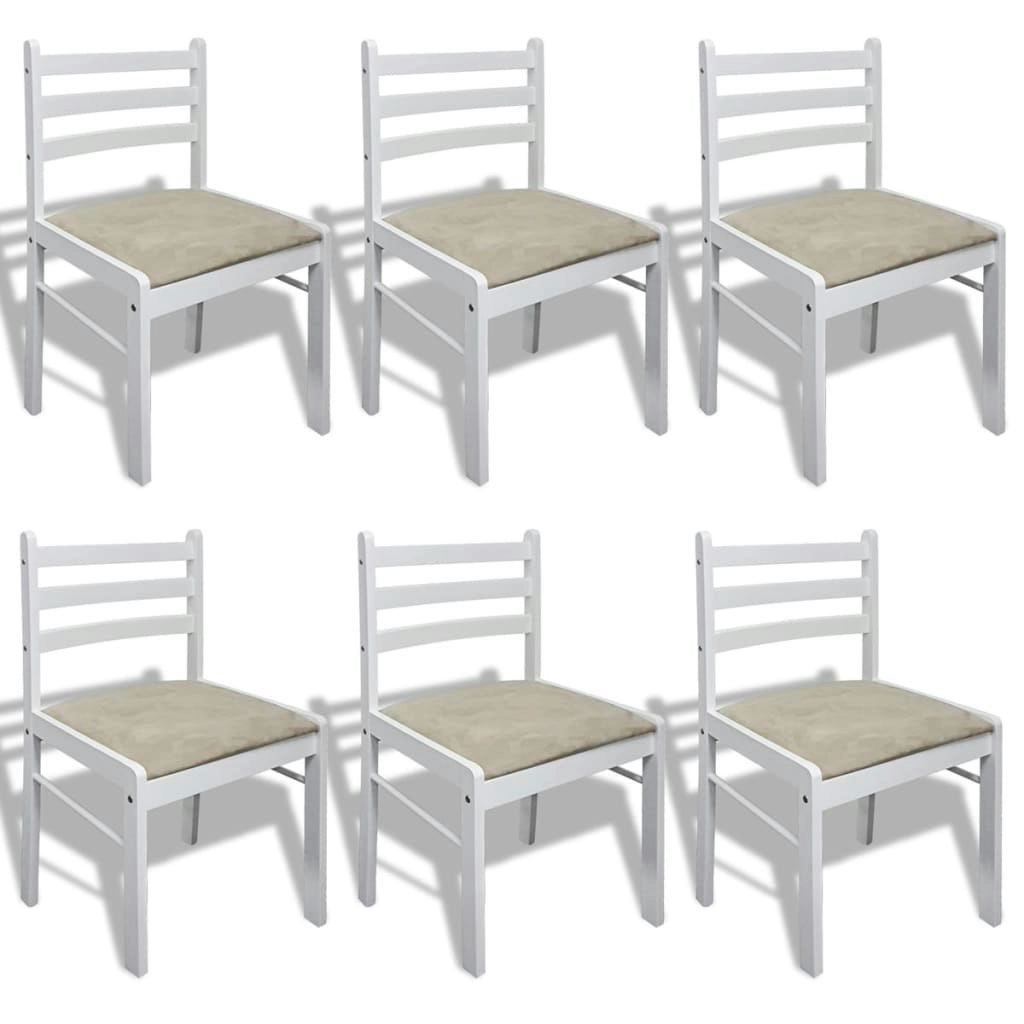 Dining Chairs 6 pcs White Solid Wood and Velvet 272092