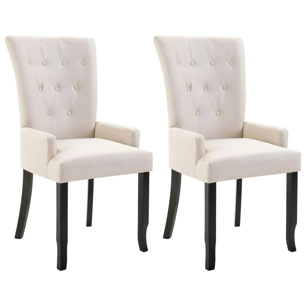 Dining Chairs with Armrests 2 pcs Beige Fabric 276902