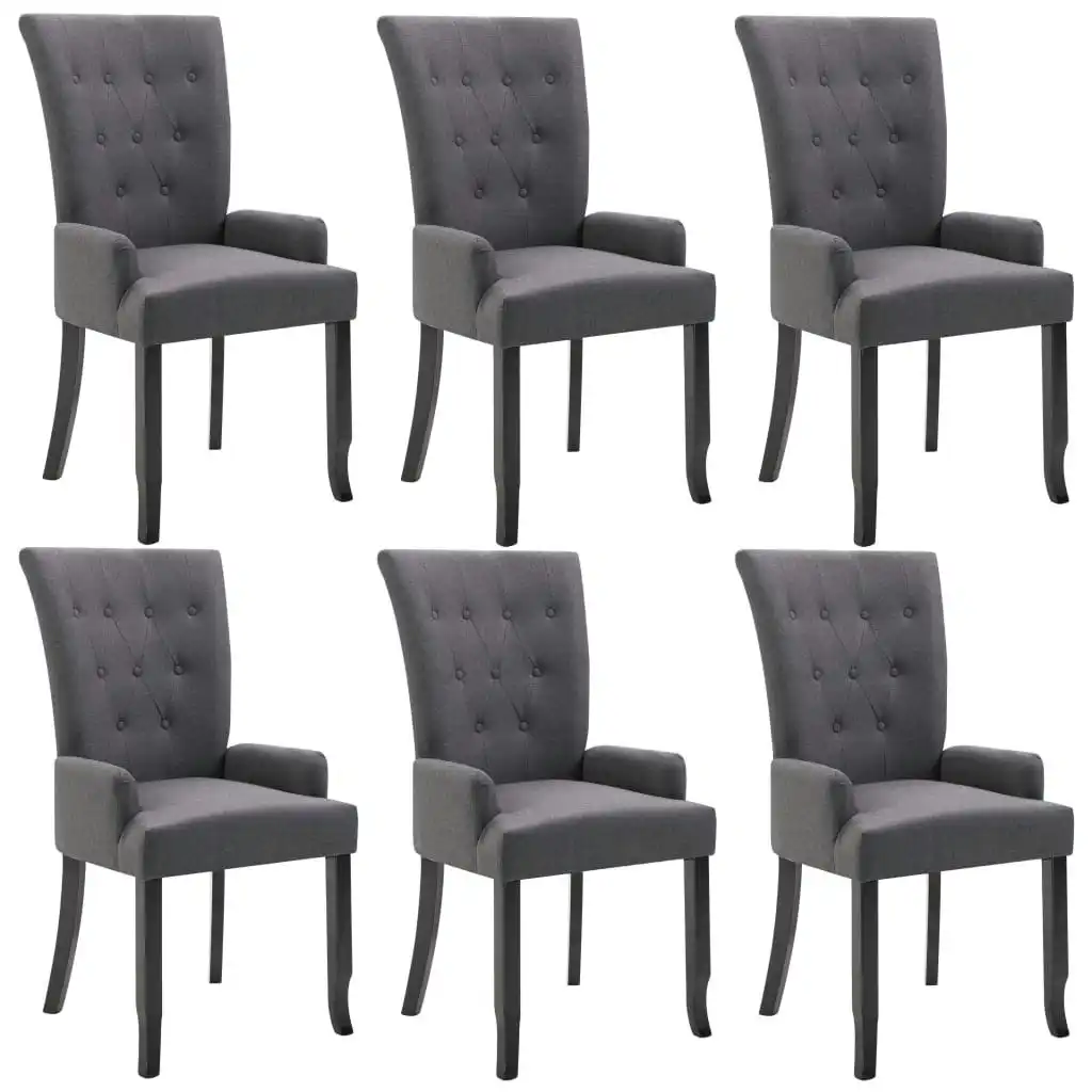 Dining Chairs with Armrests 6 pcs Dark Grey Fabric 276910