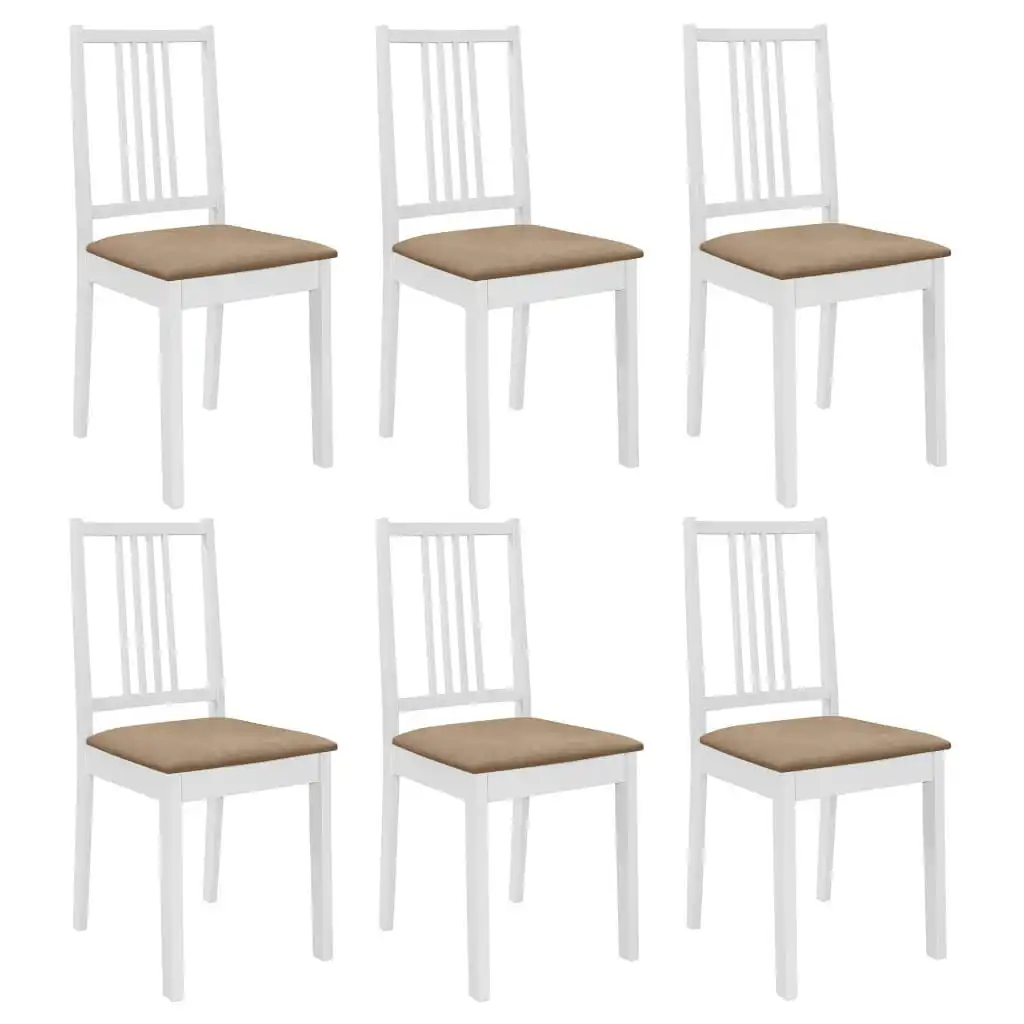 Dining Chairs with Cushions 6 pcs White Solid Wood 276405