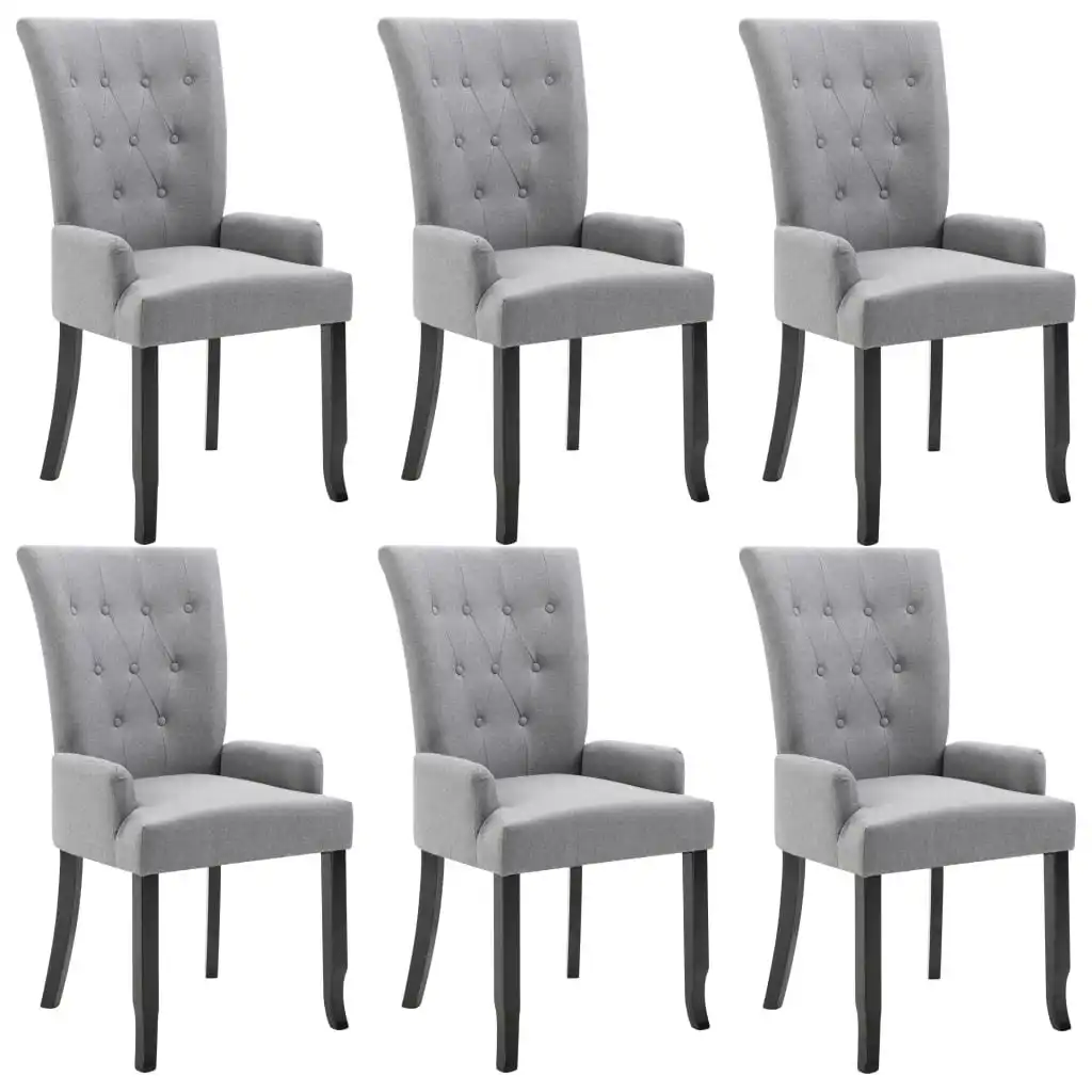 Dining Chairs with Armrests 6 pcs Light Grey Fabric 276907