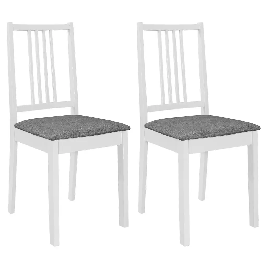 Dining Chairs with Cushions 2 pcs White Solid Wood 247636