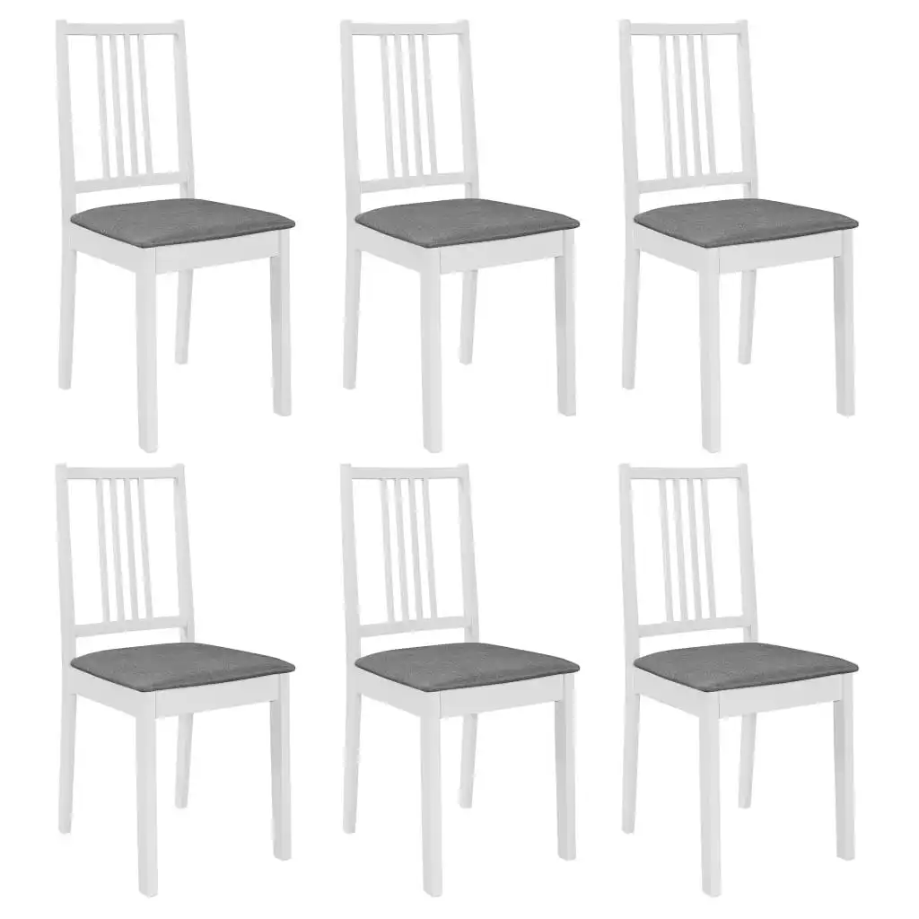 Dining Chairs with Cushions 6 pcs White Solid Wood 276406