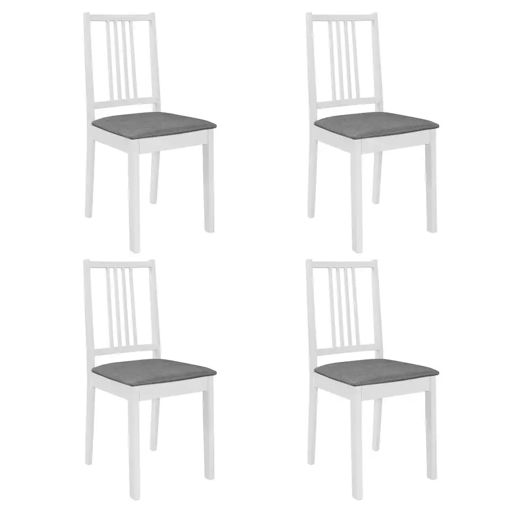 Dining Chairs with Cushions 4 pcs White Solid Wood 247637