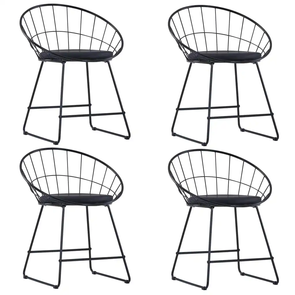 Dining Chairs with Faux Leather Seats 4 pcs Black Steel 276235