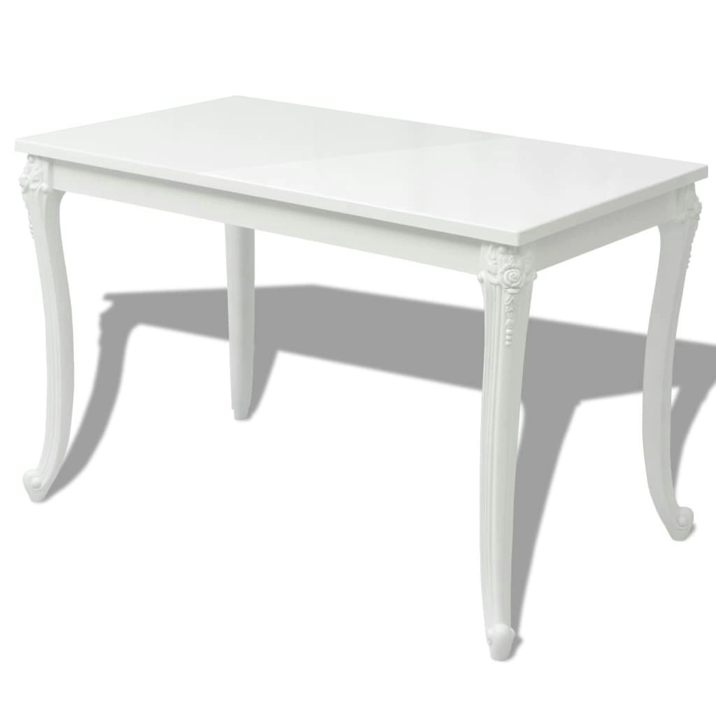 Dining Table 116x66x76 cm High Gloss White 243383