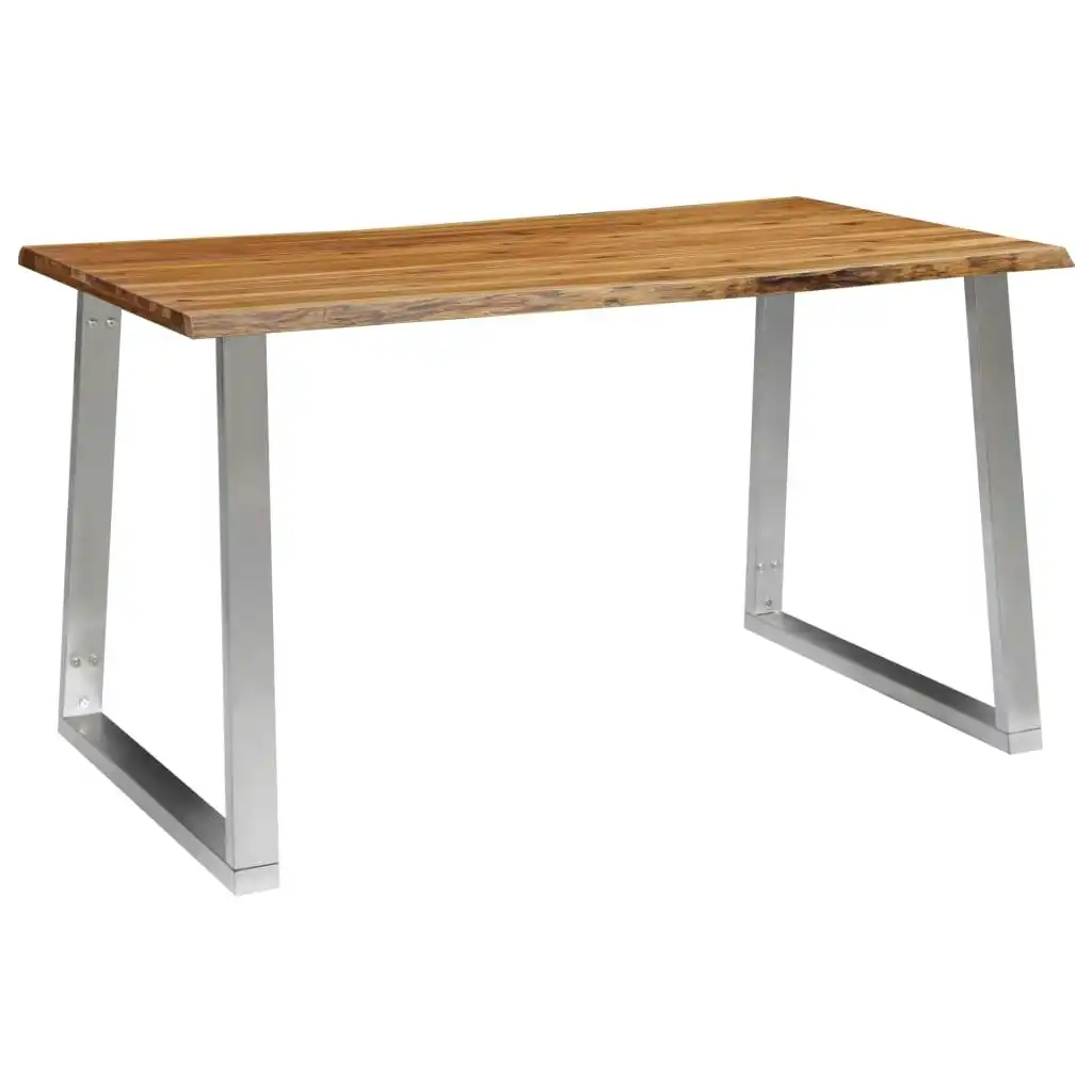 Dining Table 140x80x75 cm Solid Acacia Wood and Stainless Steel 283892