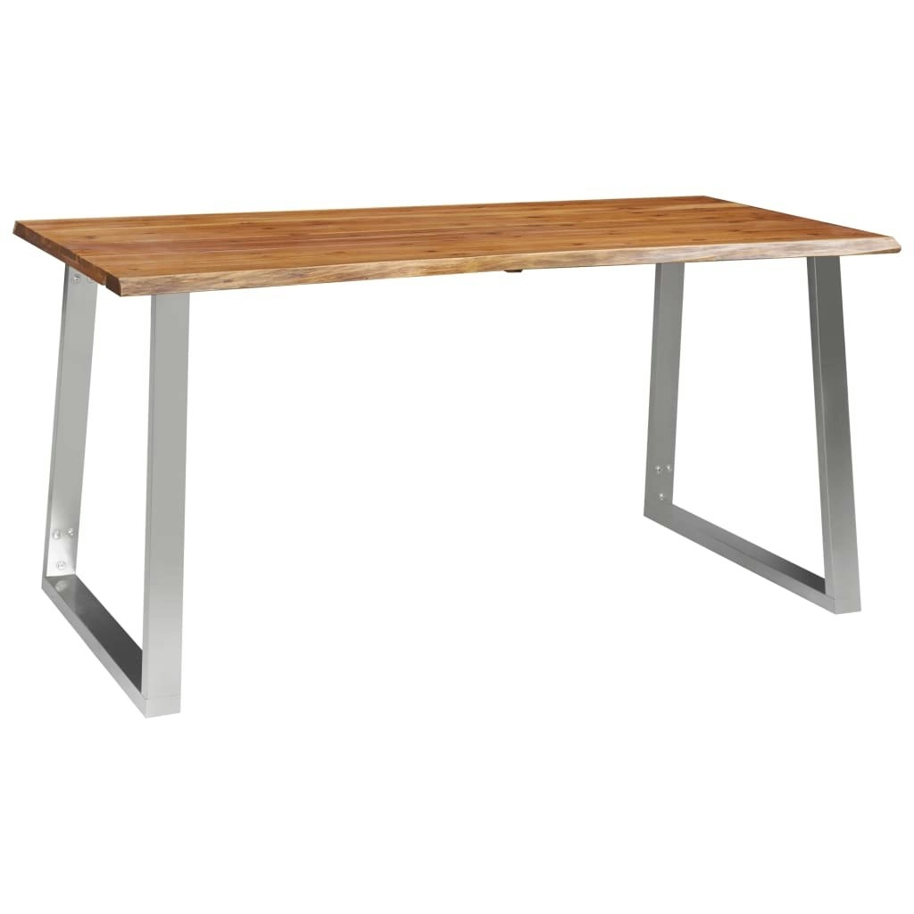 Dining Table 160x80x75 cm Solid Acacia Wood and Stainless Steel 283891