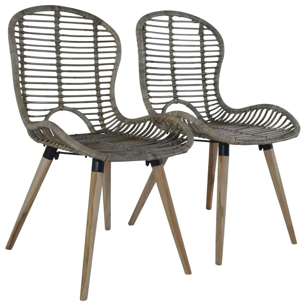 Dining Chairs 2 pcs Brown Natural Rattan 246853