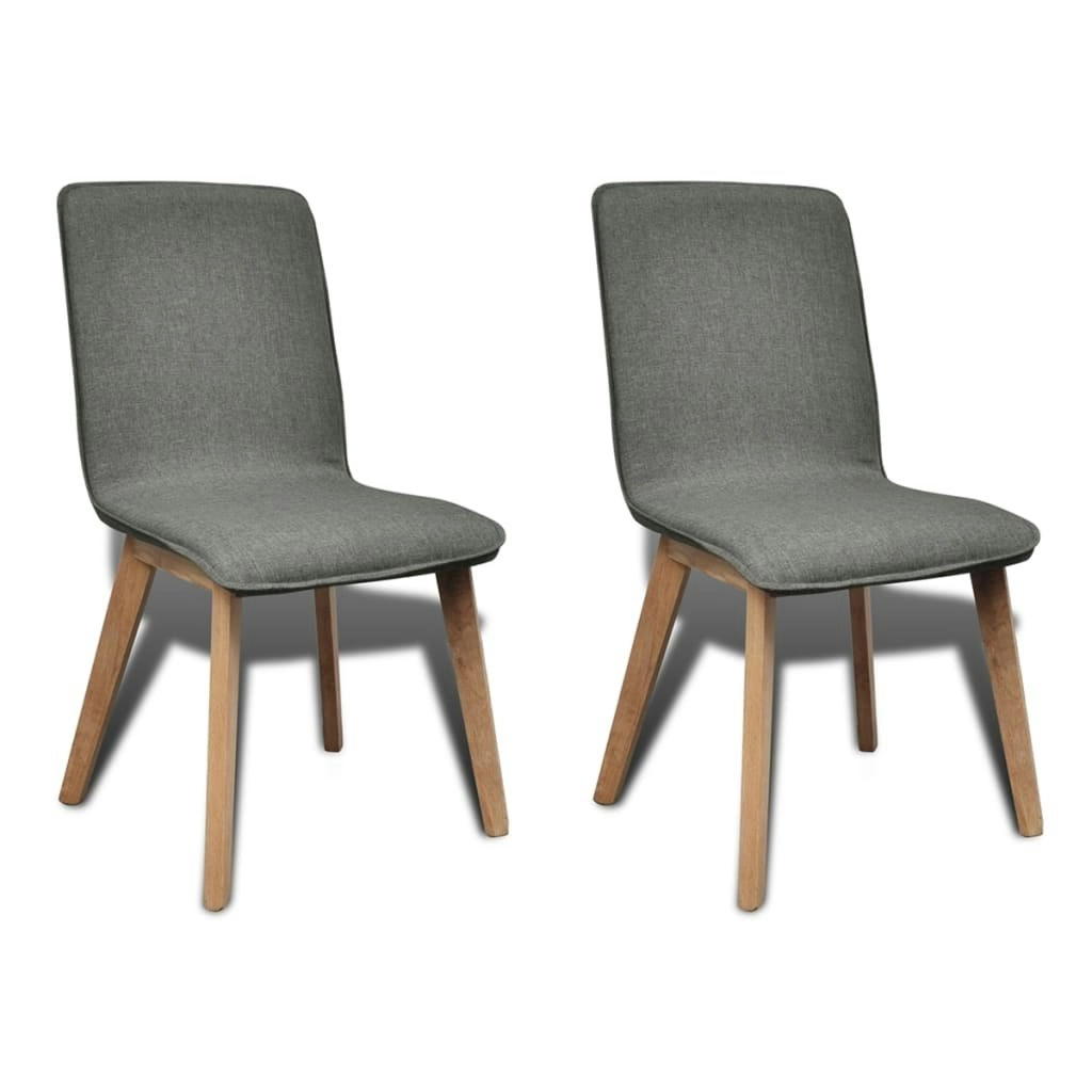 Dining Chairs 2 pcs Light Grey Fabric and Solid Oak Wood 241153