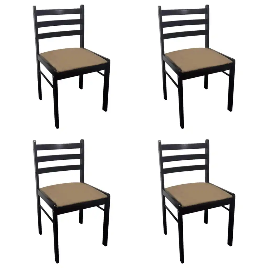 Dining Chairs 4 pcs Brown Solid Rubber Wood and Velvet 242029