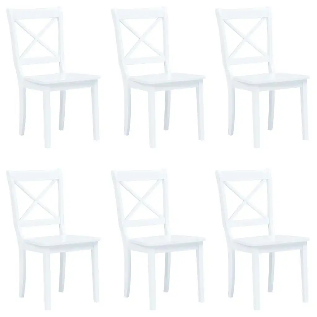 Dining Chairs 6 pcs White Solid Rubber Wood 277543