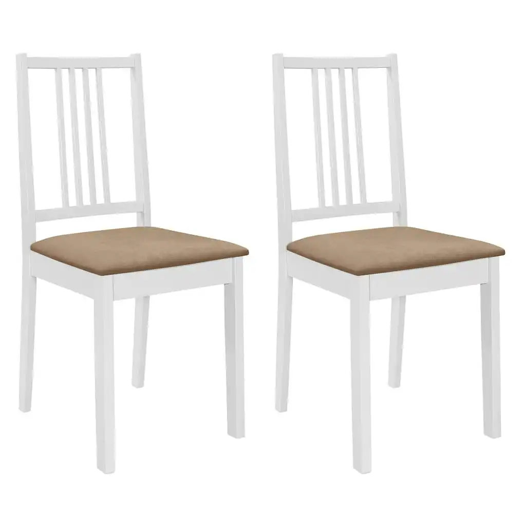 Dining Chairs with Cushions 2 pcs White Solid Wood 247634