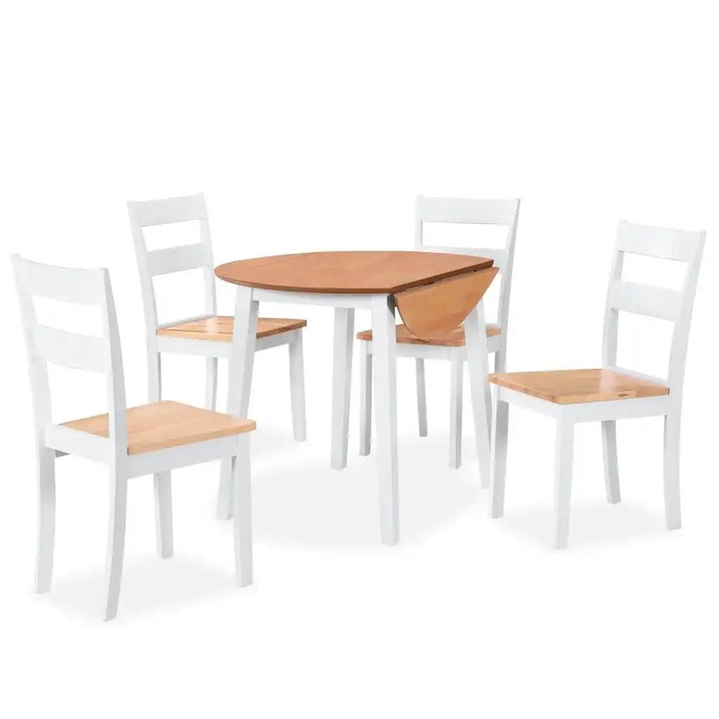 Dining Set 5 Pieces MDF and Rubberwood White 274943