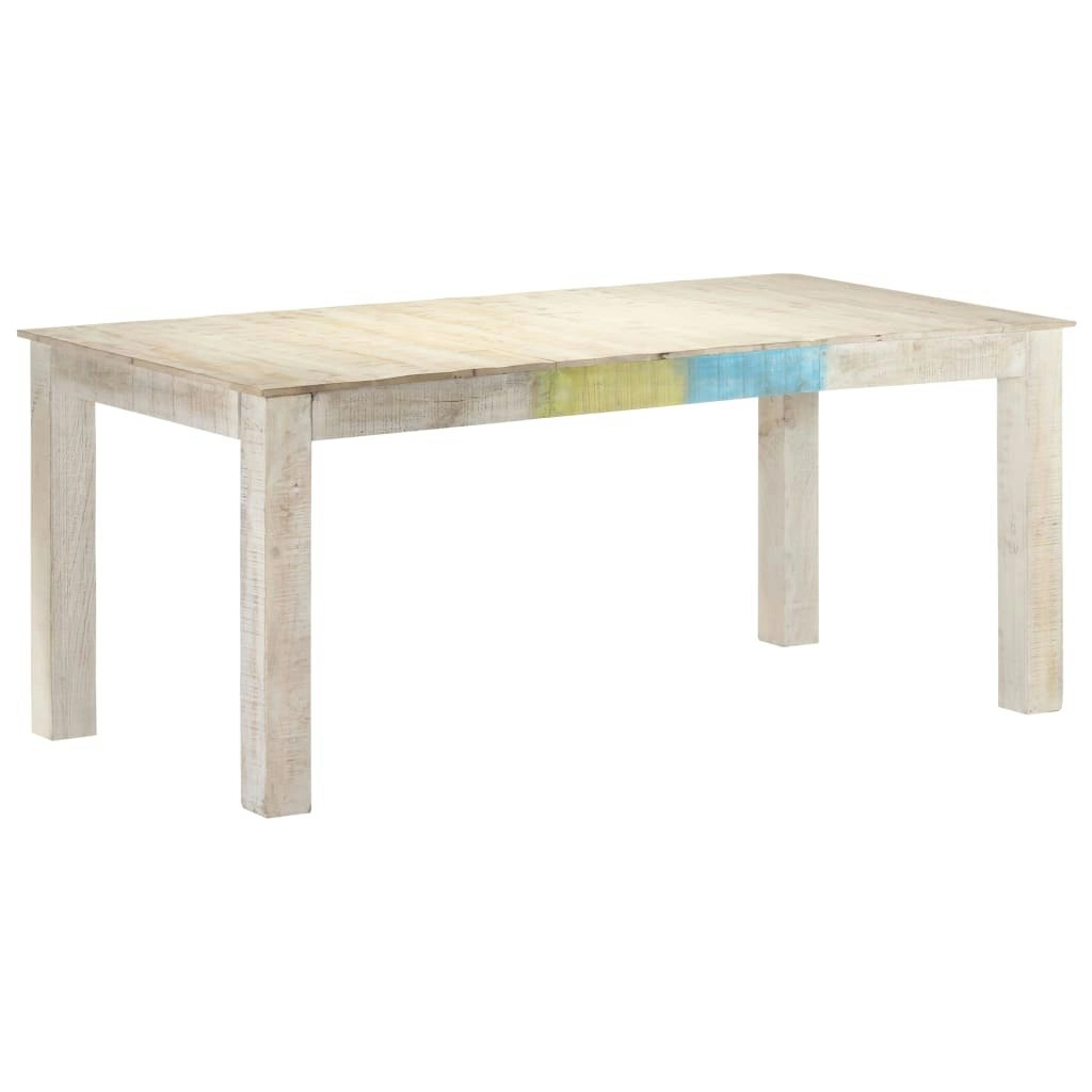 Dining Table White 180x90x76 cm Solid Mango Wood 323558