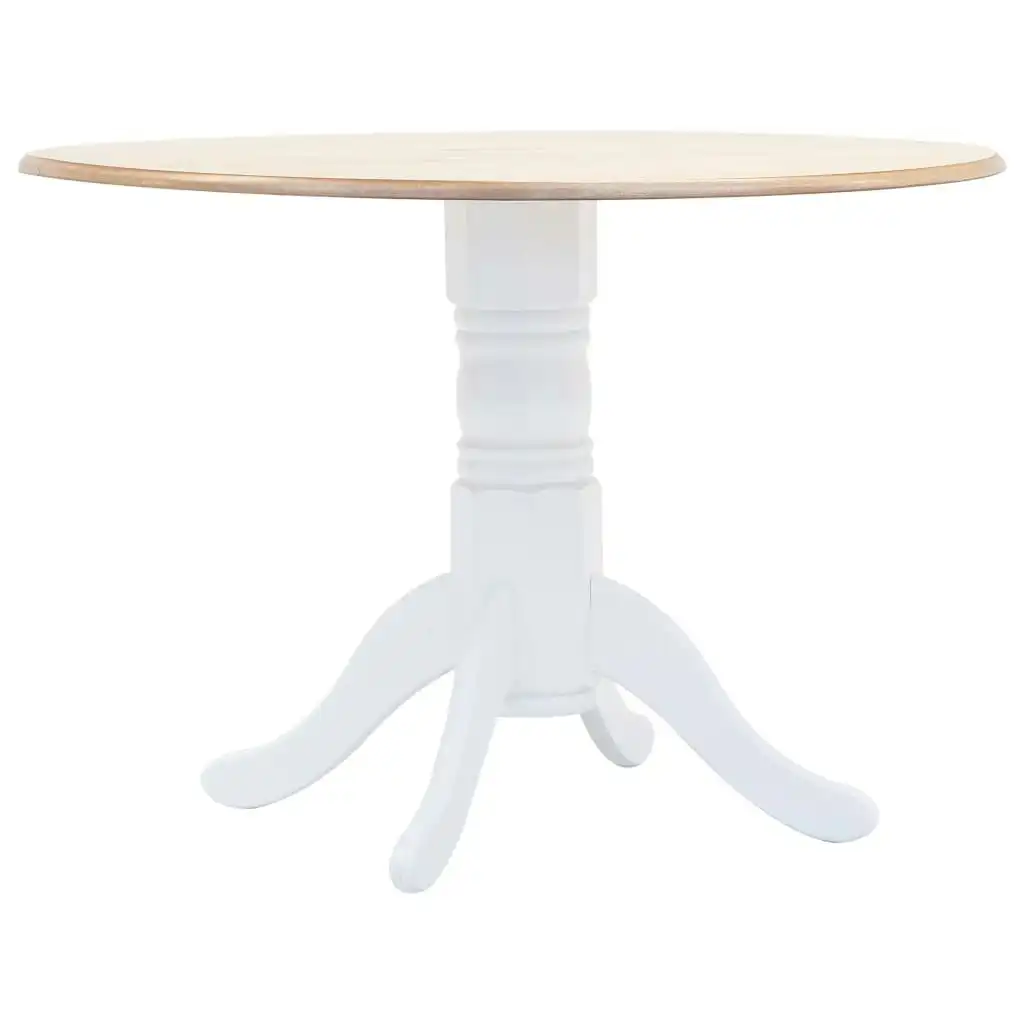 Dining Table White and Brown 106 cm Solid Rubber Wood 247354