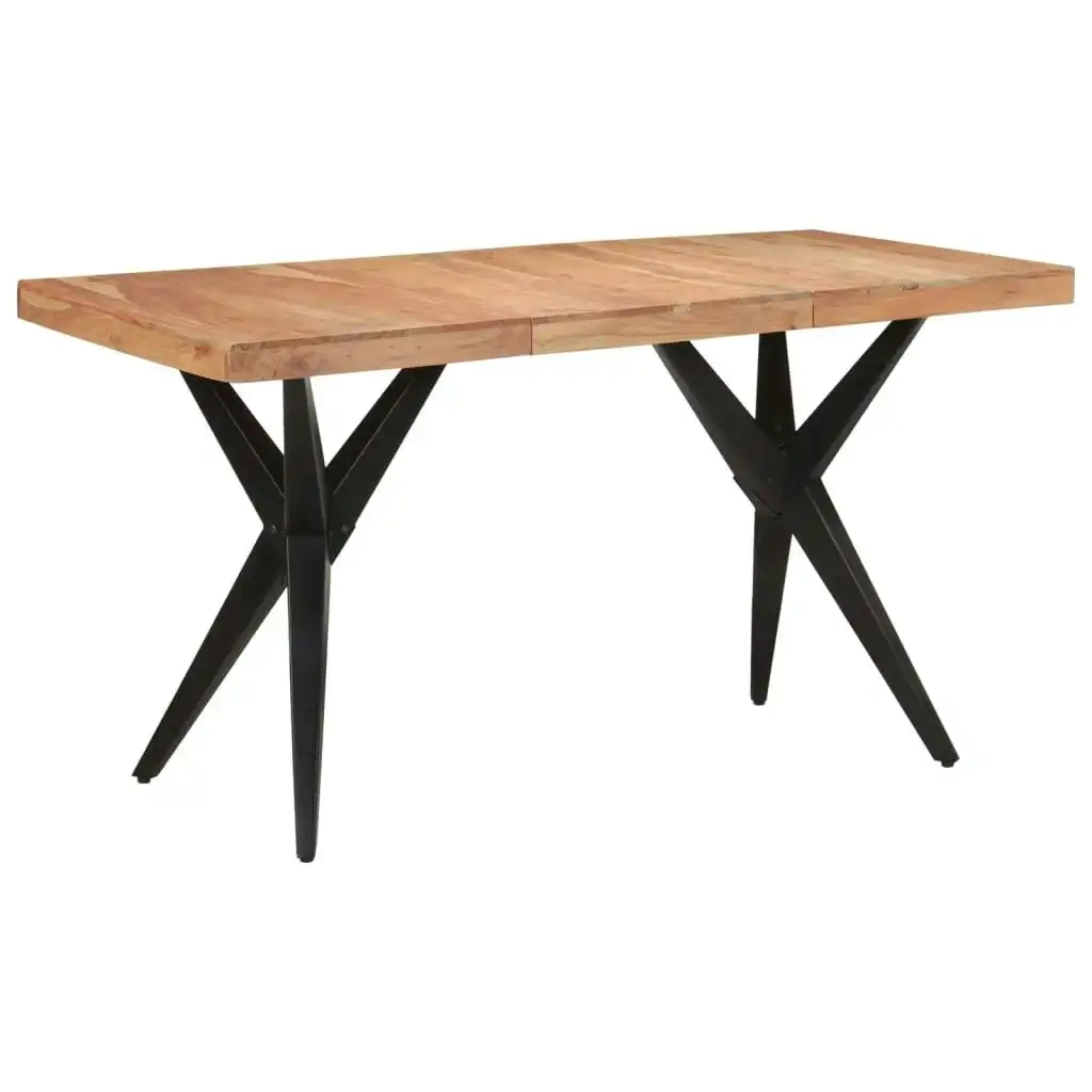 Dining Table Black 140x70x76 cm Solid Wood Acacia 351640