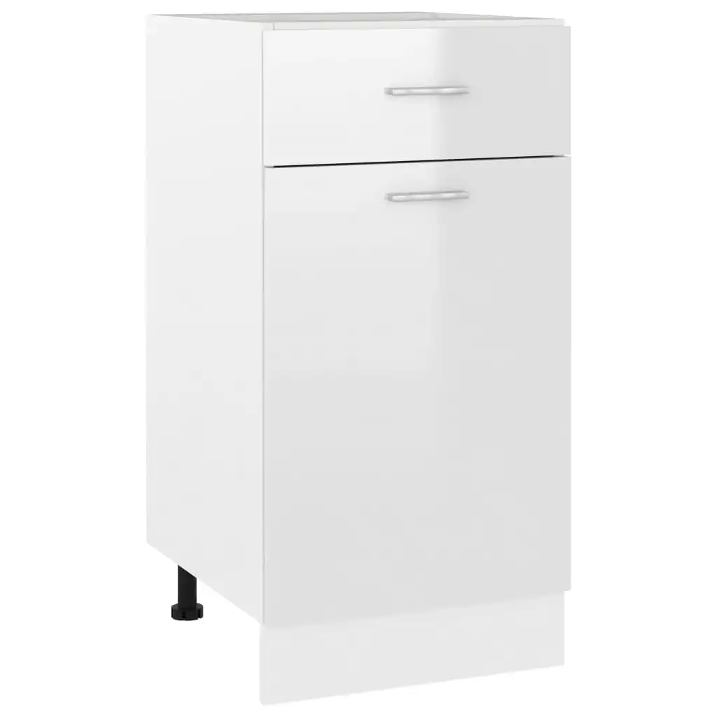 Drawer Bottom Cabinet High Gloss White 40x46x81.5 cm Engineered Wood 801217