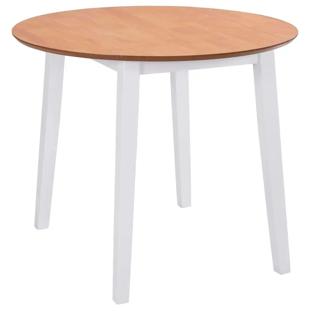 Drop-leaf Dining Table Round MDF White 245370