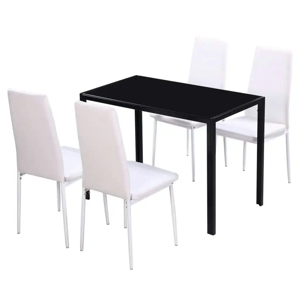 Five Piece Dining Table Set Black and White 242989