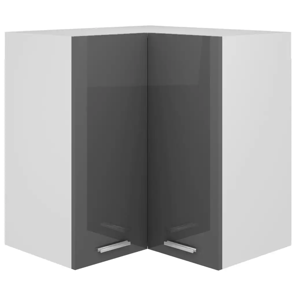 Hanging Corner Cabinet High Gloss Grey 57x57x60 cm Engineered Wood 806397